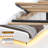 Floating Bed Frame With LED Light And Charging Station Upholstered Platform Bed Frame With Headboard And Hidden Storage Space, No Box Spring Needed-186944389