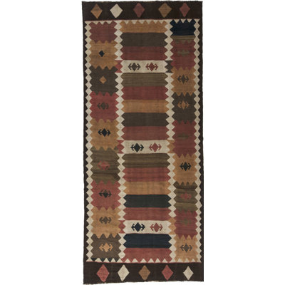 Vintage One-of-a-Kind Runner 5'9" X 14'3" 1930s Runner Wool Area Rug in