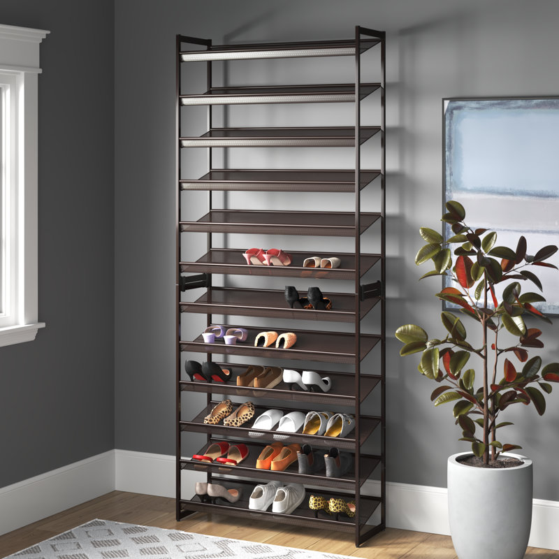 Abbi 48-60 Pair Stackable Shoe Rack,  with Adjustable Flat or Angled Shelves, Bronze