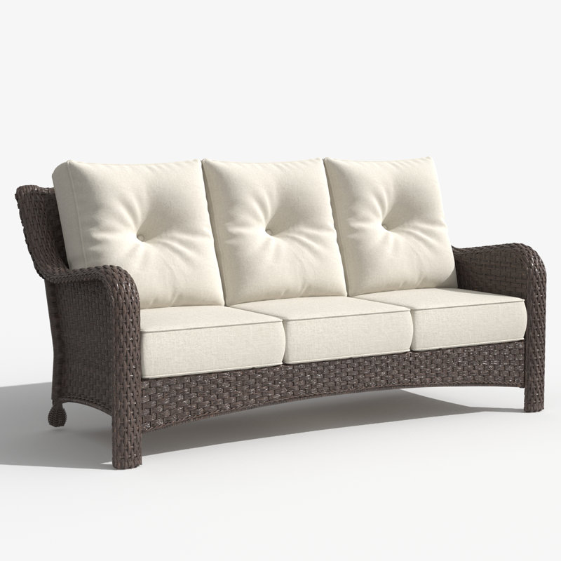 184.9cm Wide Patio Sofa with Cushions, Beige, Brown