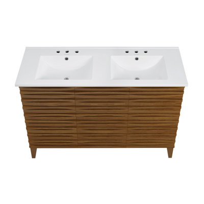 Cascade 48 po Meuble-lavabo double avec comptoir à 3 trous en céramique