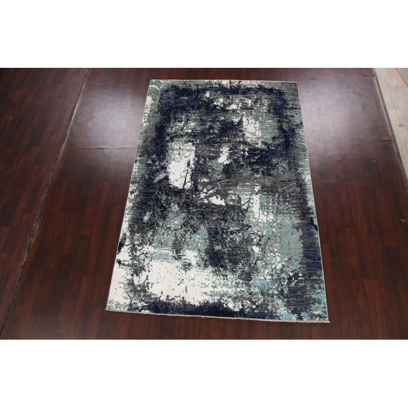 Tapis oriental à motif de teinture végétale artistique 6 x 9