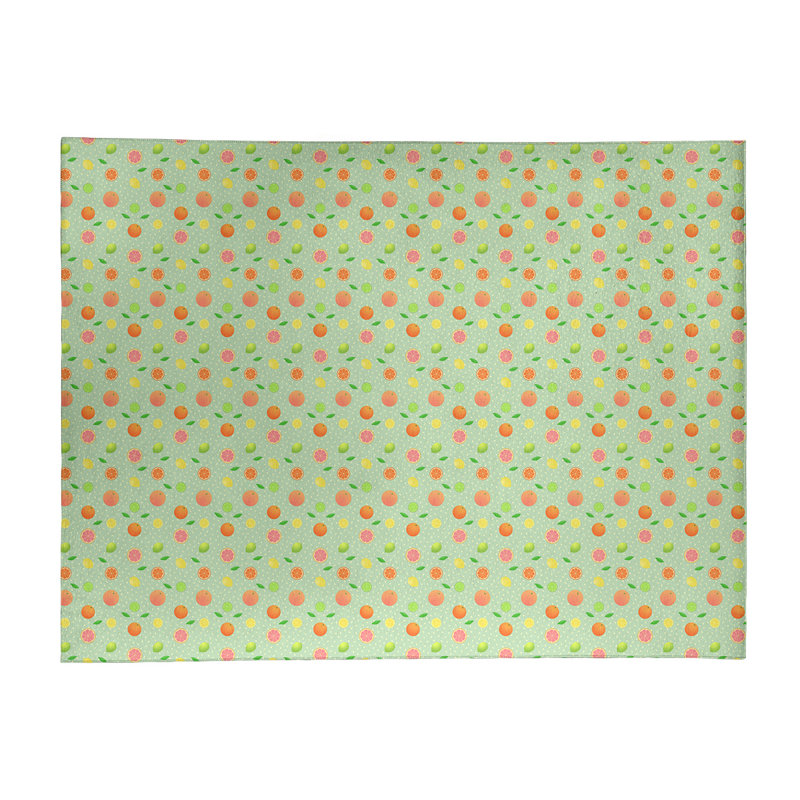 Tapis de la zone verte agrume fruits, Rectangle 9 pi x 12 pi