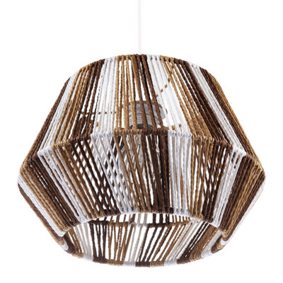 Coastal Twisted Paper Rope Pendant Shade In Brown Tones And White By 