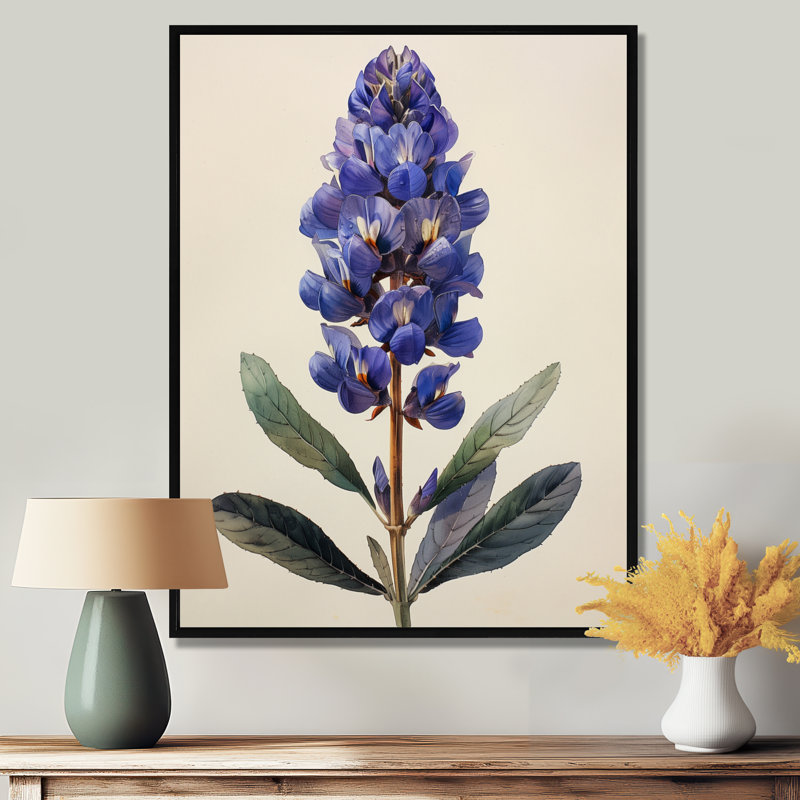 Mauve, vert, lilas, fleurs I - lilas, art mural, salon, Cadre flottant noir, H 12 po x l 20 po