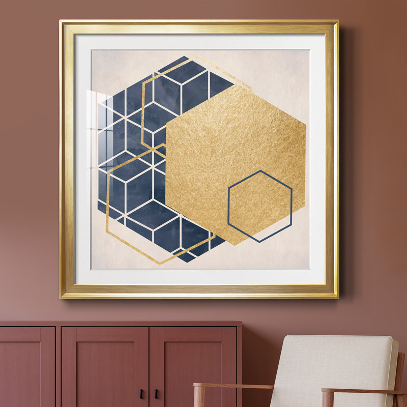 Geo I - cadre photo, Papier encadré doré, H 30,5 po x l 30,5 po x P 1,5 po
