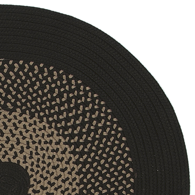 Tapis noir / ivoire tressé à la main Divine, Ronde 15 pi