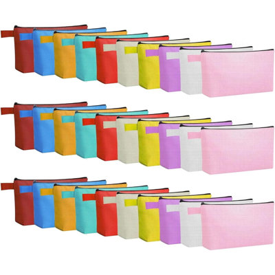40 Pack Canvas Makeup Bags Multi-purpose Zipper Pouches 