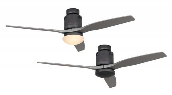 Maegan 132cm Ceiling Fan with Light Kit, Basalt Grey with Lacquered Silver-Grey Blades