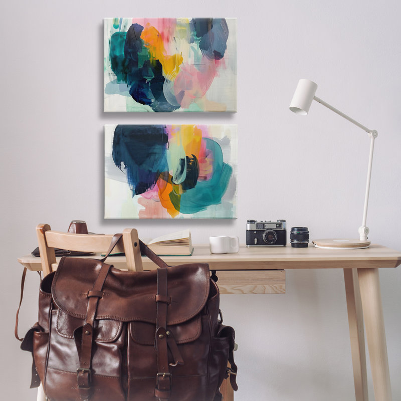 «Modern Restless Abstract», ensemble de 2 reproductions d'art sur toile par Irena Orlov, H 16 po x l 24 po