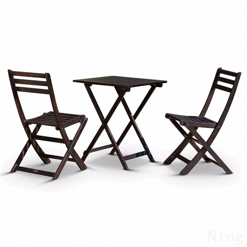 3-Piece Eucalyptus Bistro Set, Square, Espresso, Espresso