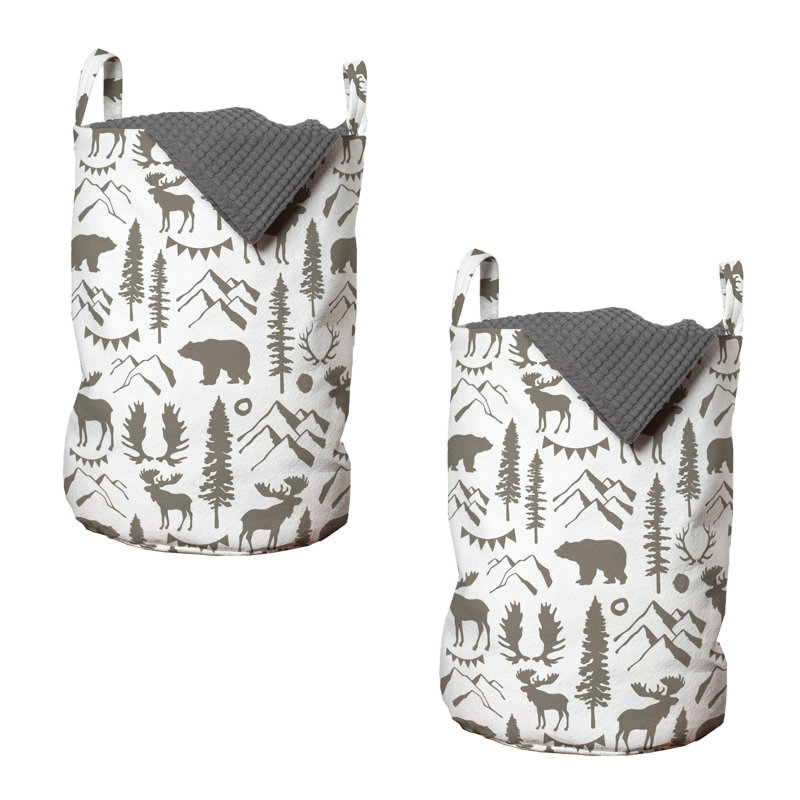 Loon Peak® Northwoods, ensemble de 2 sacs à linge Wild Nature Thème 13 po x 19 po taupe et blanc