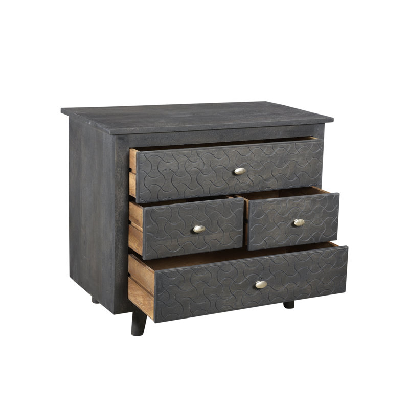 Messara 36'' W Solid Wood Nightstand, Gray Wash