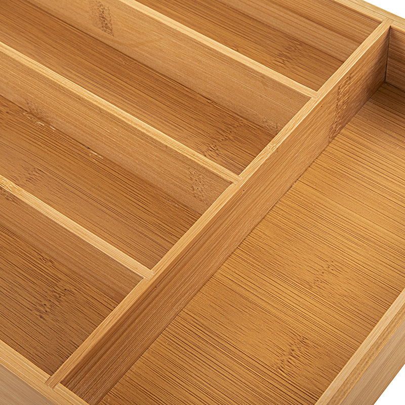 Bamboo Rect 5-Sectional Cutlery Tray