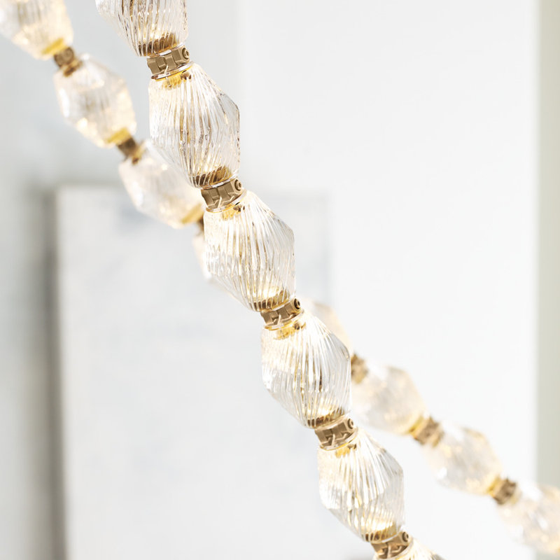 Collier LED Chandelier, Natural Brass, 132"