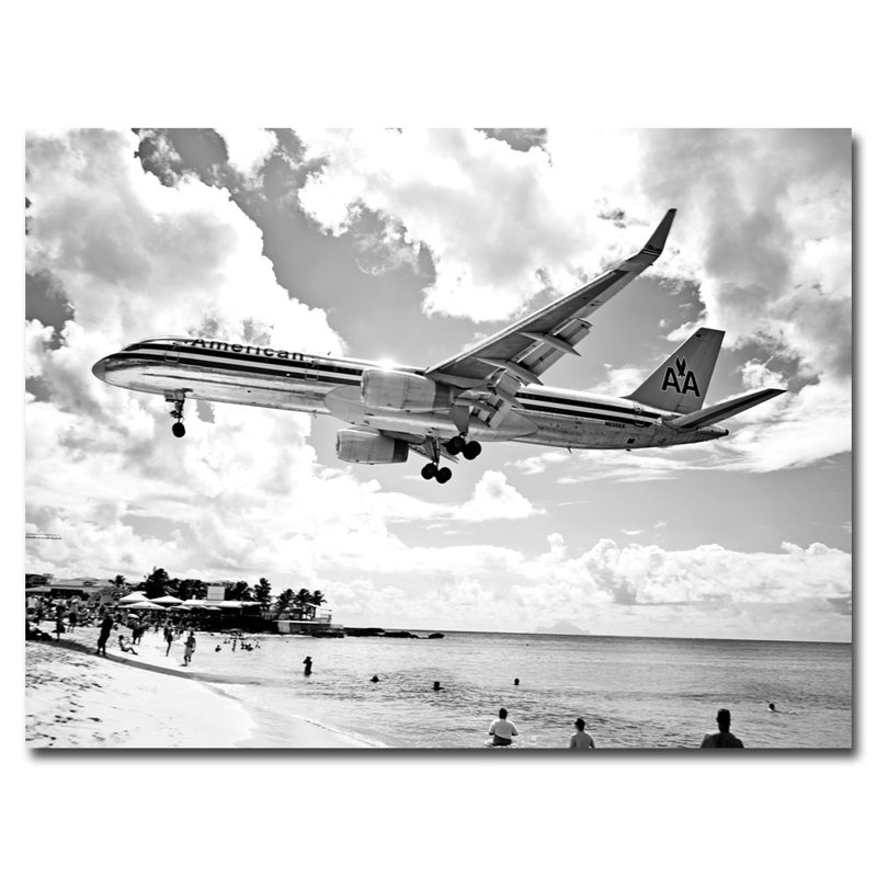 «American Airliner» par Preston, reproduction de photo sur toile tendue encadrée, H 18 po x l 24 po x P 2 po, Pas de tapis