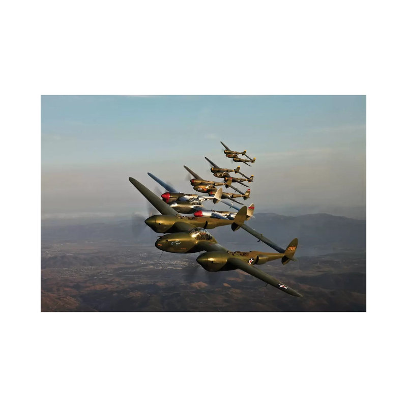 Historic Flight of Five Lockheed P-38 Lightnings 1 Piece Wrapped Canvas Wall Art, 20.32 cm H x 30.48 cm W