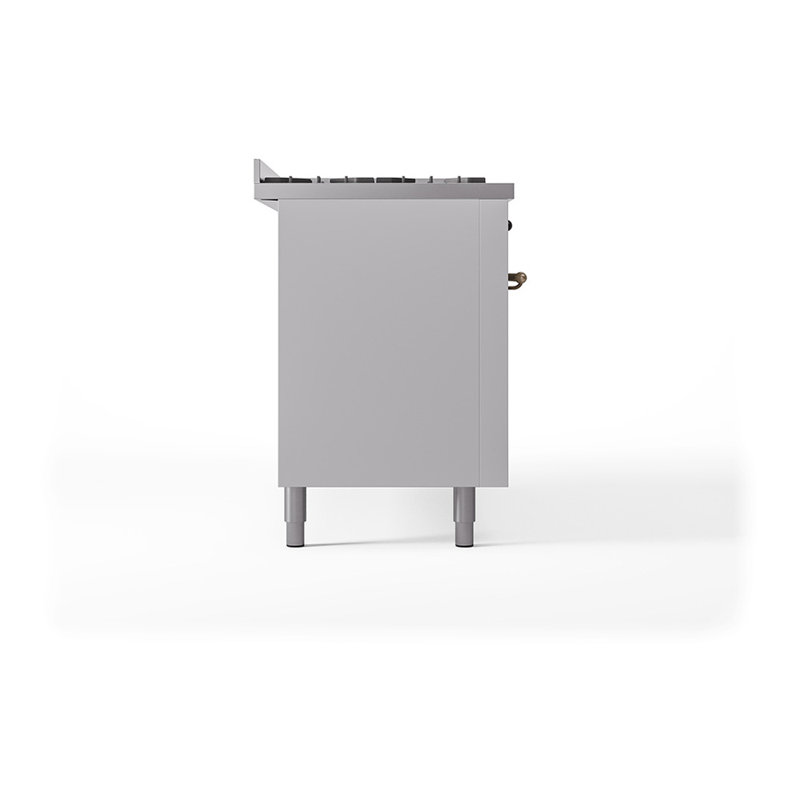 ILVE Nostalgie II Noblesse 60 in Dual Fuel Range, 9 Burner, Griddle, Liquid Propane, White/Burnished