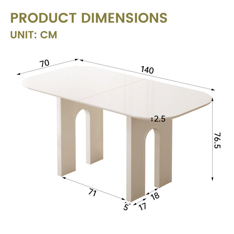 55" Rectangular Dining Table for 4–6, Cream White，Dining Room,Kitchen or Small Space