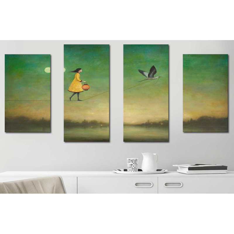 "Blue Moon Expedition" par Duy Huynh, ensemble de 4 reproductions sur toiles, H 38 po x l 72 po x P 1,5 po