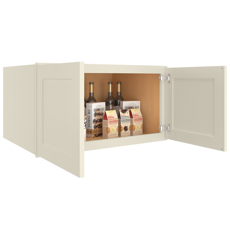 Meuble mural standard HOMEIBRO Cozy Design, 30 po L x 24 po P x 15 po H, en contreplaqué, style Shaker, blanc antique, Crème