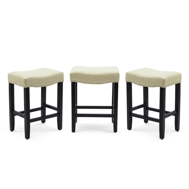 Tabouret Jameson, Tabouret de comptoir (siège d’une hauteur de 24, Beige / noir