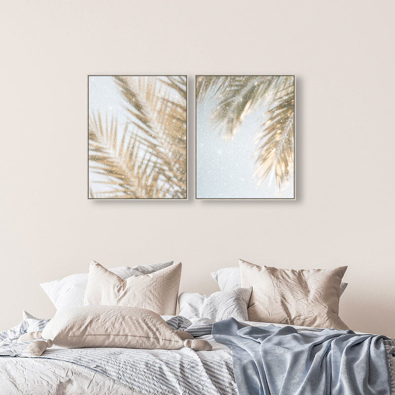Palm Visions Set Floral & Botanical Canvas Print by Oliver Gal, Black Frame, 16 x 20, 25"H x 31"W, Silver Floater Frame