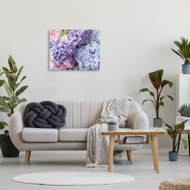 «Pastel Hydrangea Flower Petals», art mural par Lil 'Rue, L 30 po x H 24 po