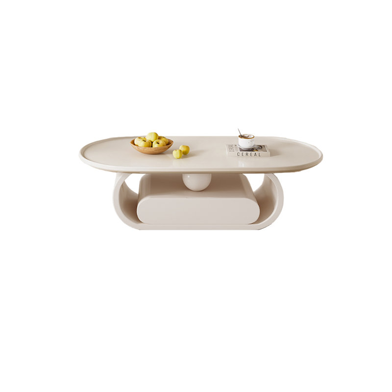 Table basse en bois de style simple, H 15,75 po x l 51,18 po x P 27,56 po, Crème, crème
