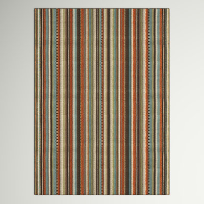 Tapis rayé vert intérieur / extérieur Brendel