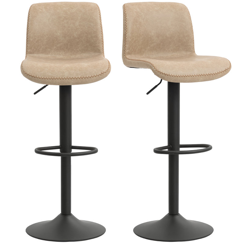 Joneer Swivel Upholstered Adjustable Height Counter Stool with Metal Frame, Light Brown