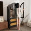 Armoire de rangement arquée en bois avec portes en rotin, étagère de présentation autoportante à 3 niveaux avec rangement caché-1222264055