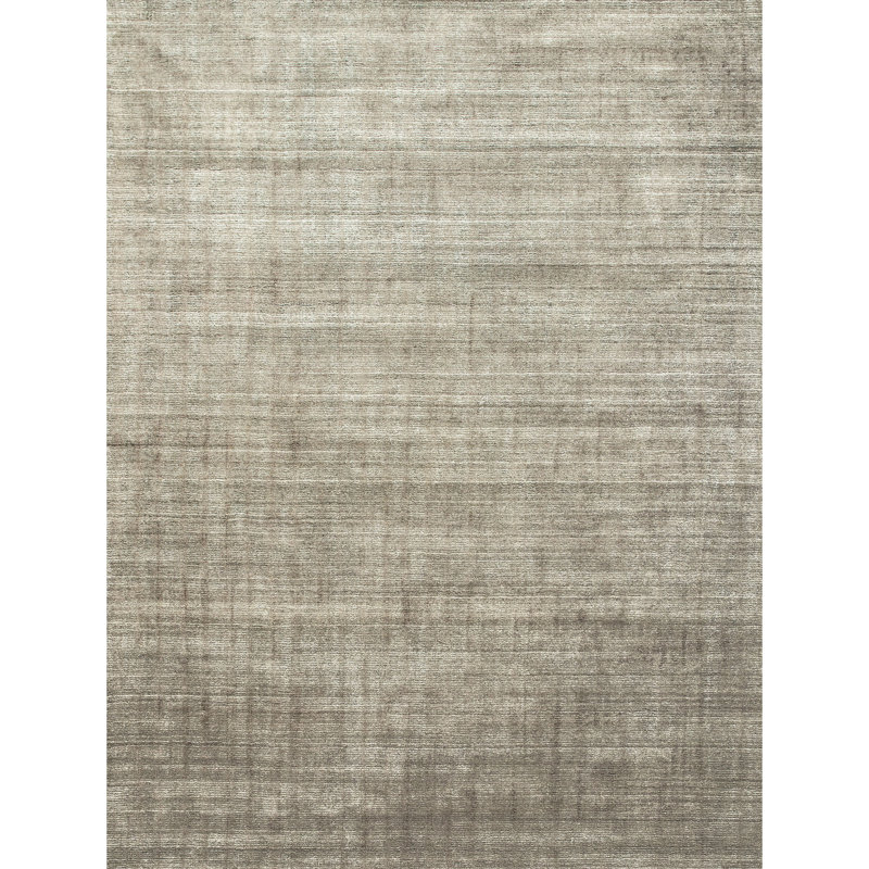 Tapis gris et blanc noué à la main de haute qualité, Rectangle 6 pi x 9 pi