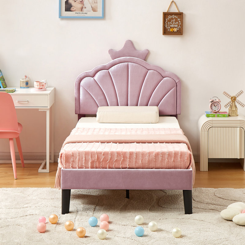 Lit tapissier festonné Cimahi, Rose