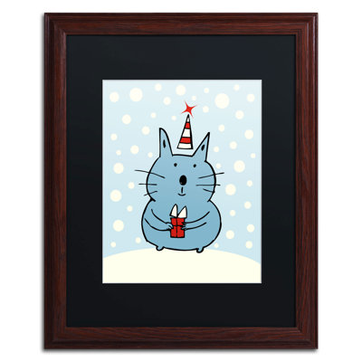 Hollander 'Christmas Snow Cat' by Carla Martell Matted Framed Art