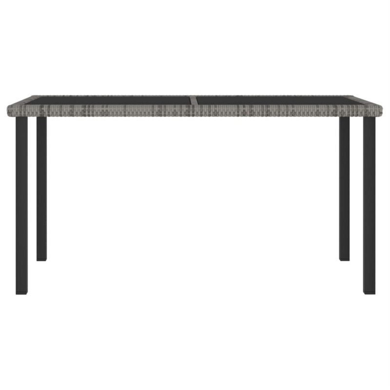 Table basse d'extérieur rectangulaire avec plateau en verre et rotin en PE pour jardin, Gris