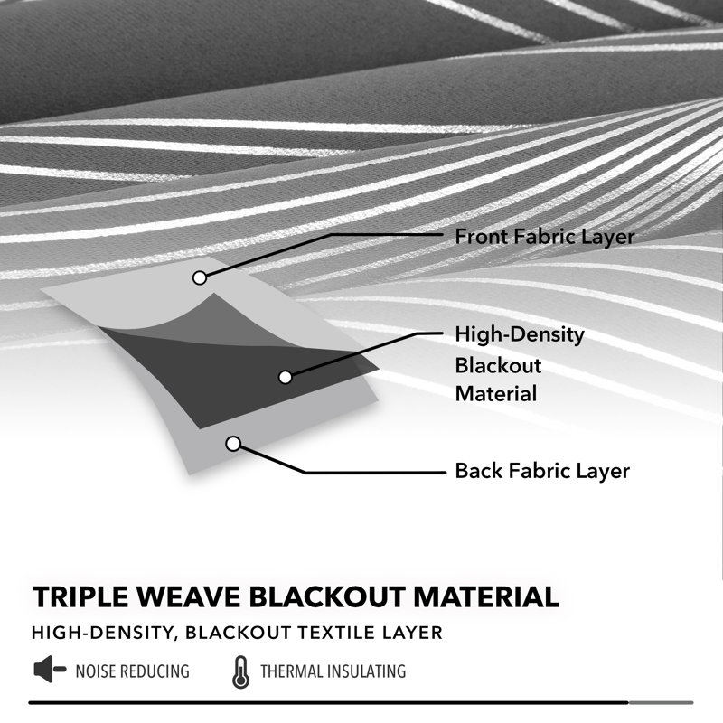 Spurgh Sliver Wave Foil Print Blackout Thermal Grommet Curtain Panels (Set of 2), 52" W x 84" L, Dark Gray