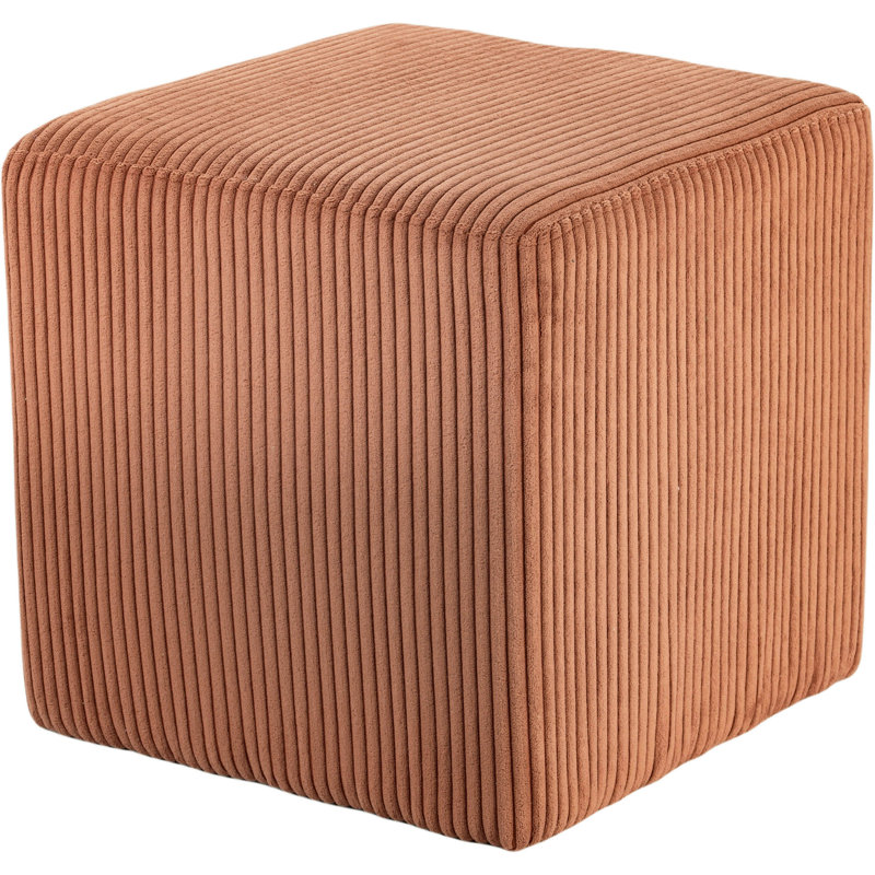 Roy Baber Upholstered Ottoman, Cognac Microsuede Fabric