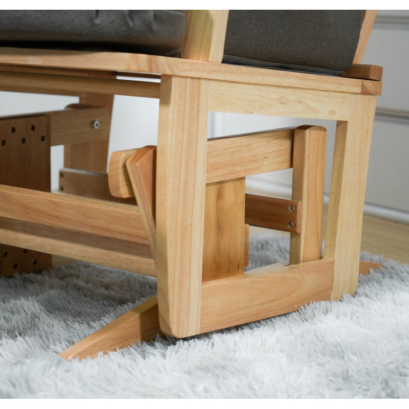 Fauteuil oscillant et repose-pieds Joy, Anthracite, Bois naturel