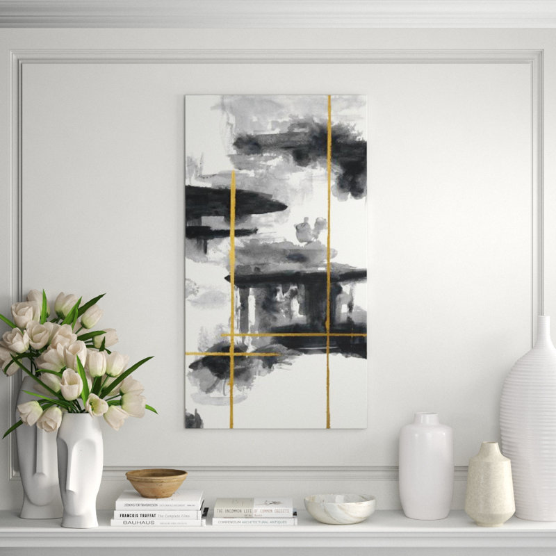 Gold Line II Painting by Sara Brown, 55" H x 30" W, Glass Coat