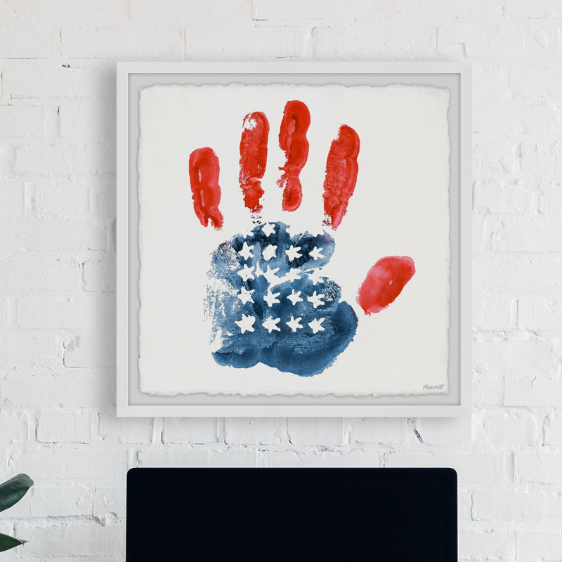 Impression encadrée « American Flag handprint », H 32 po x l 32 po x P 1,5 po