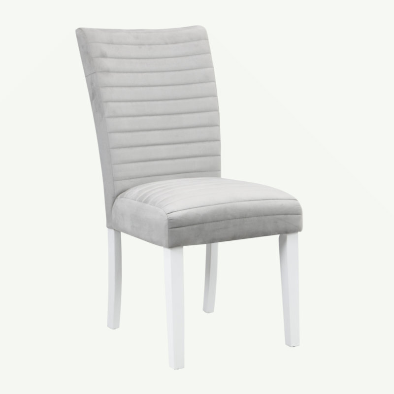Ensemble de 2 chaises d'appoint en velours gris et blanc à finition brillante élisaveta