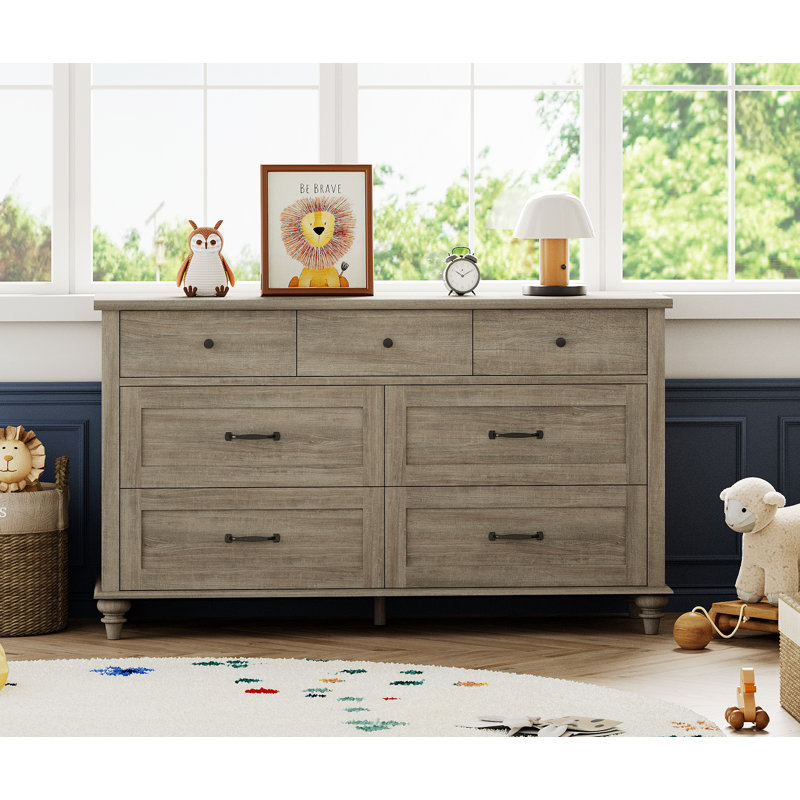 Commode Scarlett pour enfants avec 7 tiroirs, commode pour chambre d'enfant, vestibule, Gris