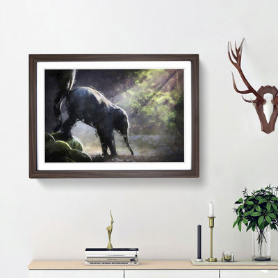 Mother Elephant Encouraging Baby in Abstract - Picture Frame Painting Print on MDF