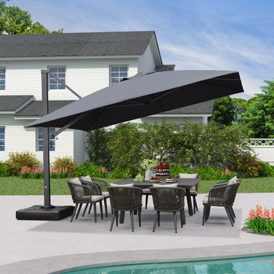 Najai 12' Square Cantilever Umbrella, Without Base,Gray