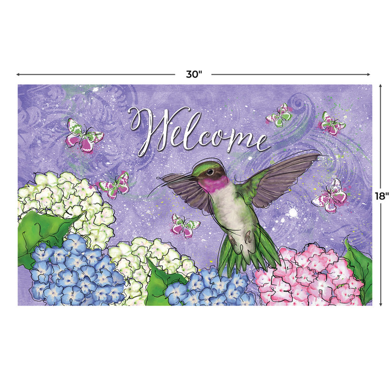 Hummingbird And Hydrangea Doormat