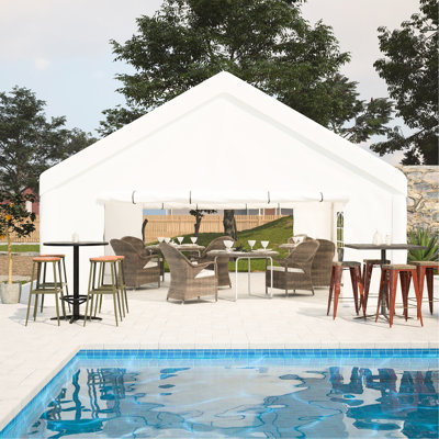 Tente de réception robuste de 20 x 20 pi - Abri extérieur spacieux avec parois latérales amovibles. 2 sacs de rangement. Imperméable, coupe-vent. Idéal pour les fêtes, les mariages, le camping, le jardin et le patio.