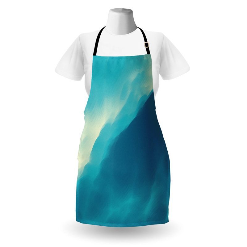 Tablier East Urban Home Modern unisexe, Art Cloud Wave, taille adulte, bleu et blanc