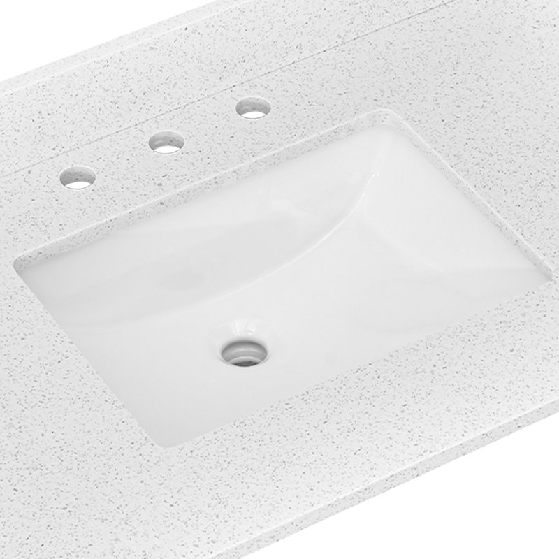 36"X22" Quartz Stone Bathroom Vanity And Rectangular Ceramic Sink And Backsplash