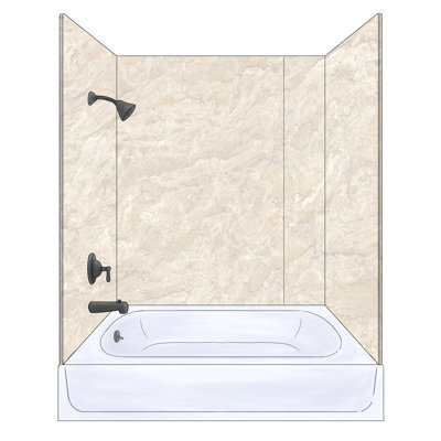 Bordure de panneau de baignoire en composite à trois parois l 72 po x H 33 po Polymarm - paroi arrière de 72 po avec joint